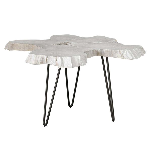 Trillium White and Black Bleached Teak Coffee Table, image 1