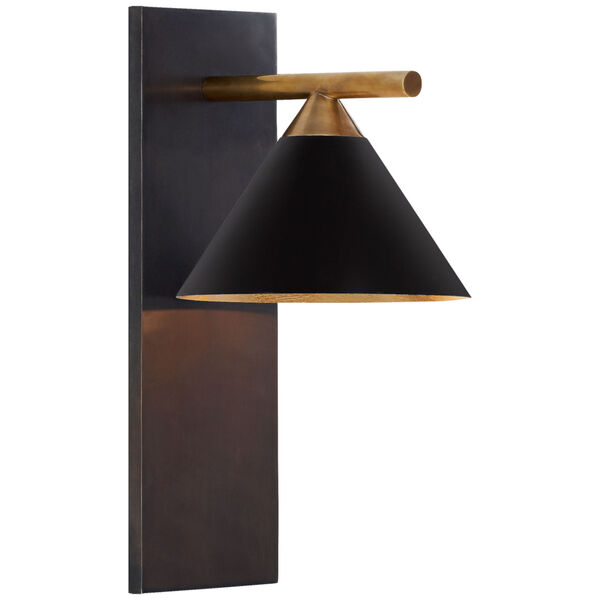 Cleo Sconce in Bronze and Antique-Burnished Brass with Black Shade by Kelly Wearstler, image 1