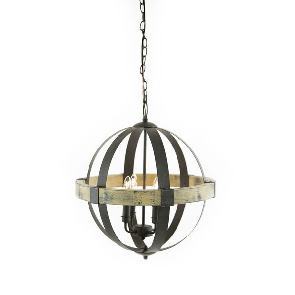 Castello Black and Aspen Wood Four-Light 20-Inch Wide Chandelier, image 5