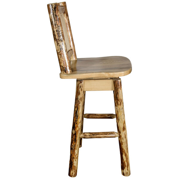Glacier Country Counter Height Barstool with Back and Swivel with Laser Engraved Pine Tree Design, image 5
