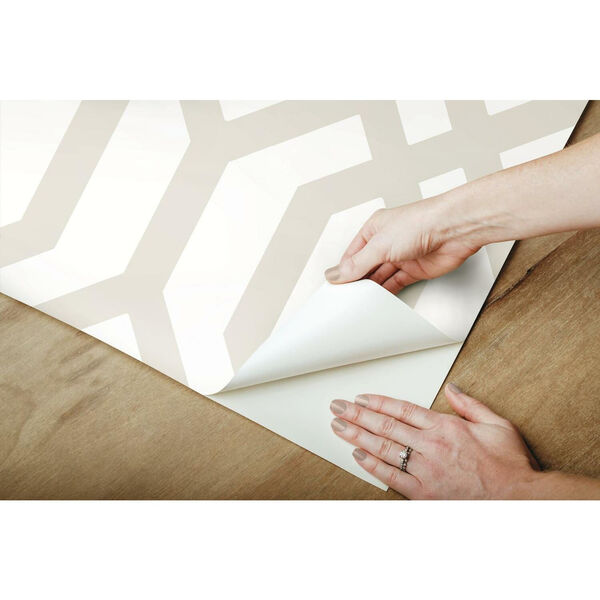 Gazebo Lattice Taupe White Peel and Stick Wallpaper, image 4
