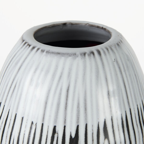 Tanami II Dark Brown and White Short Glazed Ceramic Vase, image 4