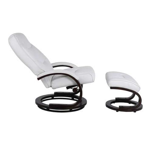 Sundsvall White and Chocolate Air Leather Recliner with Ottoman, Set of 2, image 4