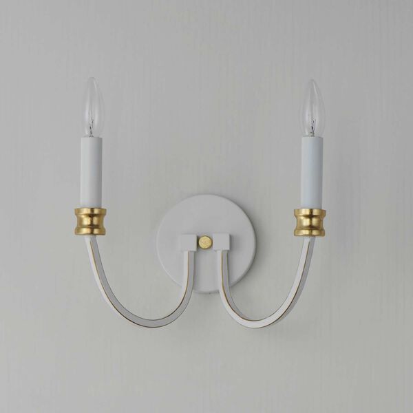 Charlton Weathered White Gold Leaf Two-Light Wall Sconce, image 2