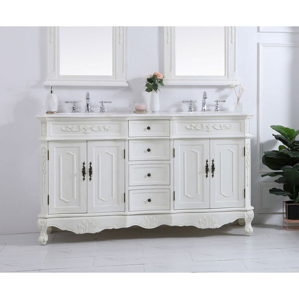 Danville Antique White 60-Inch Vanity Sink Set, image 2