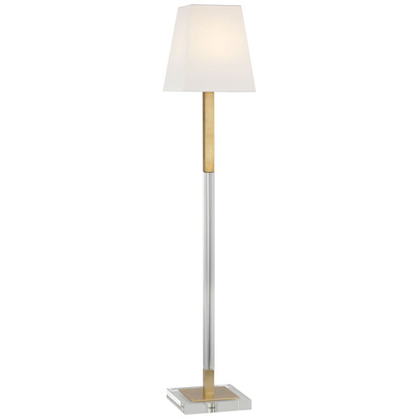 Reagan Medium Reading Floor Lamp in Antique-Burnished Brass and Crystal with Linen Shade by Chapman  and  Myers, image 1