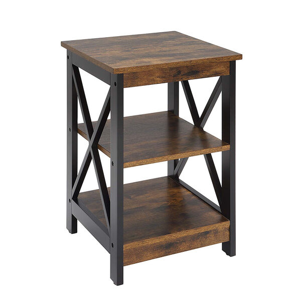 Oxford Barnwood and Black End Table with Shelves, image 1
