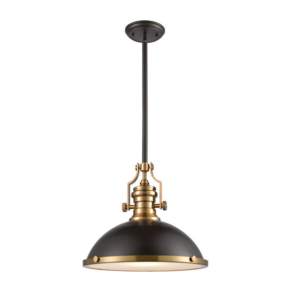 Chadwick Oil Rubbed Bronze and Satin Brass One-Light Pendant, image 1