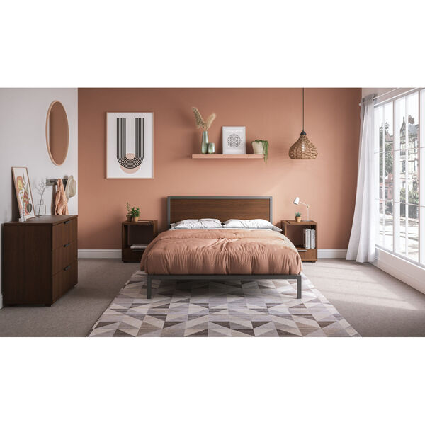 Merge Brown Queen Bed with Nightstand and Chest, Four-Piece, image 1
