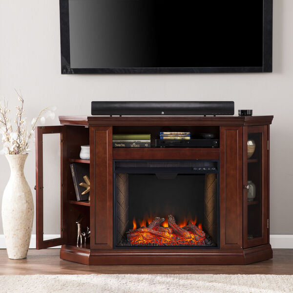 Claremont Cherry Smart Electric Fireplace with Storage, image 1