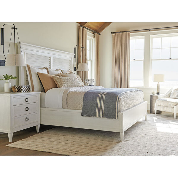 Ocean Breeze White Royal Palm Louvered King Bed, image 2