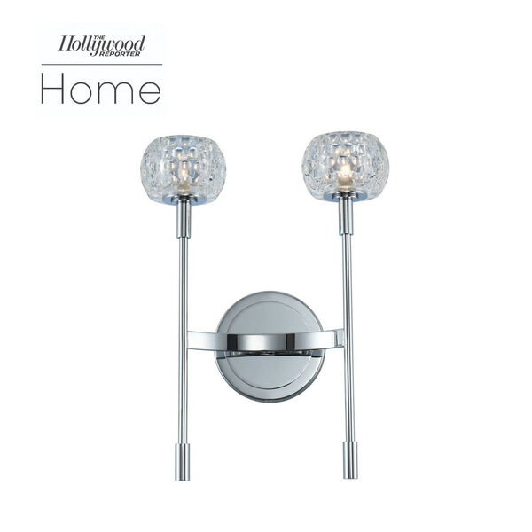 The Hollywood Reporter Mae Chrome Two-Light LED Wall Sconce, image 1
