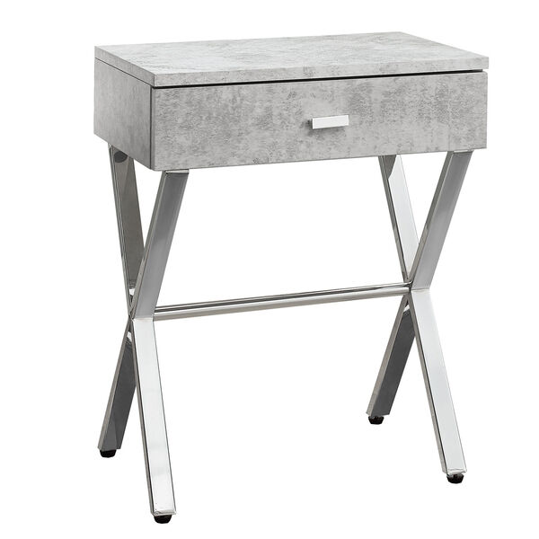 Accent Table - Grey Cement / Chrome Metal Night Stand, image 2