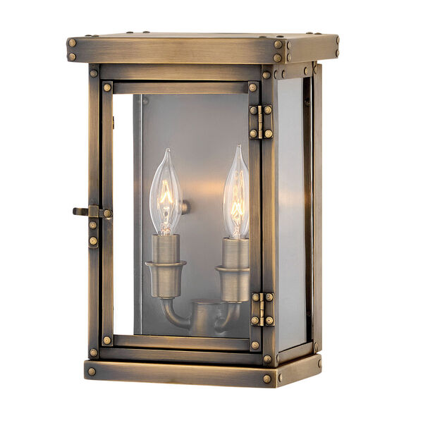 Hamilton Dark Antique Brass Two-Light Outdoor Small Wall Mount, image 1