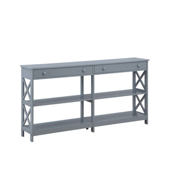 Oxford Gray Two-Drawer Console Table with Shelves, image 4