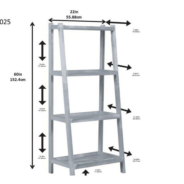 Dunnsville Graphite 4-Tier Ladder Leaning Shelf Bookcase, image 5