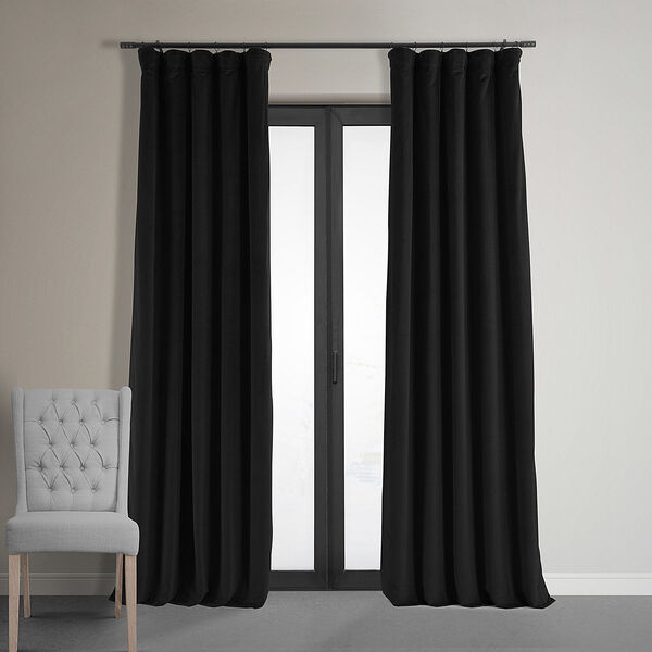 Signature Warm Black Blackout Velvet Pole Pocket Single Panel Curtain 50 x 96, image 7