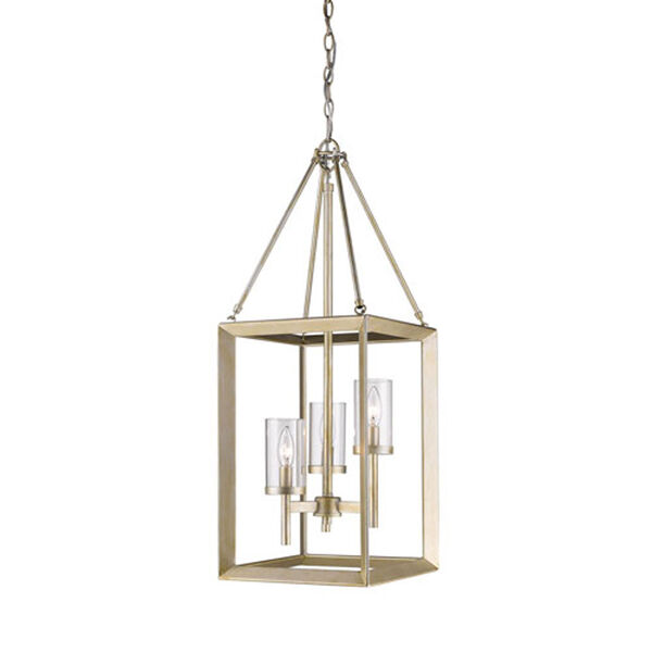 Linden White Gold Three-Light Pendant with Clear Glass Shade, image 3