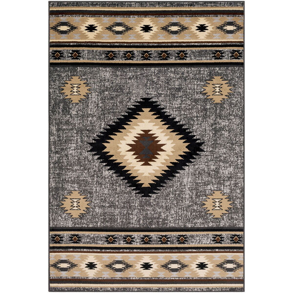 Paramount Charcoal and Tan Rectangular: 6 Ft. 7 In. x 9 Ft. 6 In. Rug, image 1