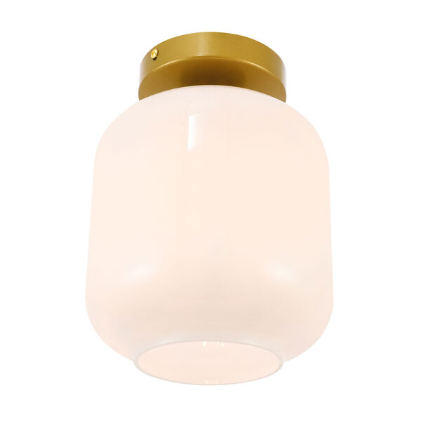 Collier Brass Seven-Inch One-Light Flush Mount with Frosted White Glass, image 5