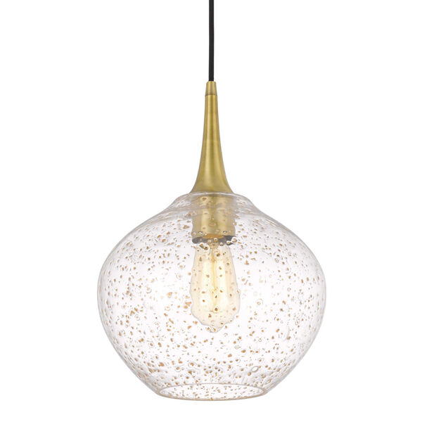 Hive Antique Brass One-Light 11-inch Gold Flakes Glass Pendant, image 4