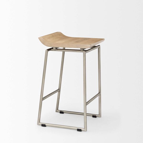 Givens Brown and Silver Metal Frame Counter Stool, image 6
