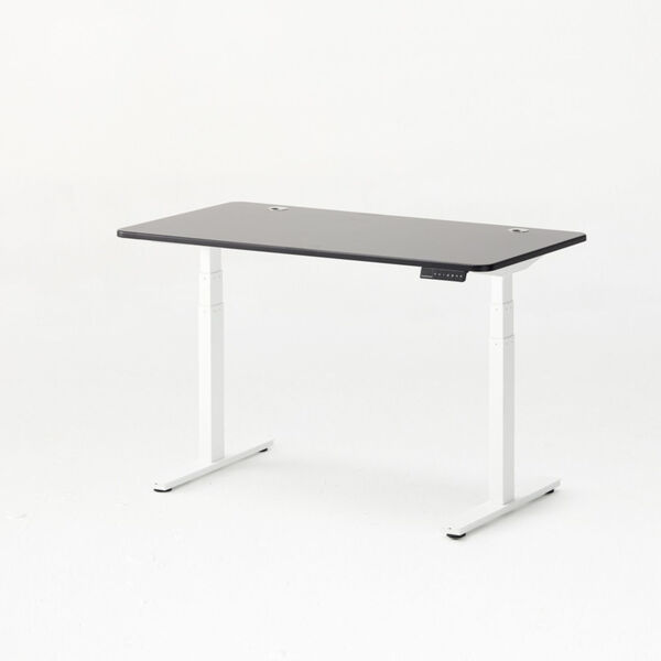 Autonomous White Frame Black Matte Top Premium Adjustable Height Sit to Stand Desk, image 1