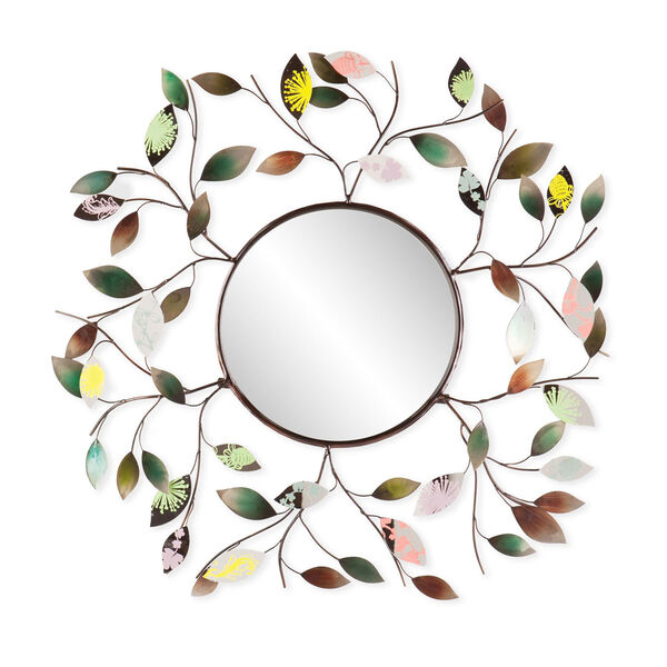 Multicolored Decorative Metallic Leaf Wall Mirror, image 3