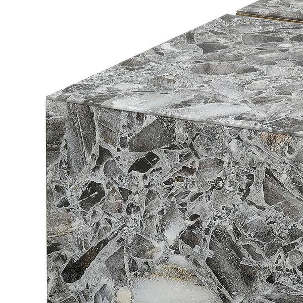 Crystalline Grey Agate with Antique Silver Leaf 33-Inch Coffee Table, image 3