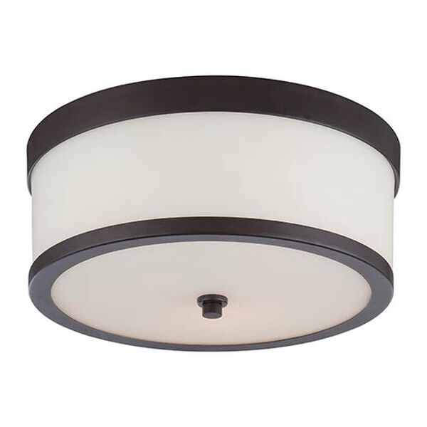Celine Venetian Bronze Two-Light Flush Mount with Etched Opal Glass, image 1