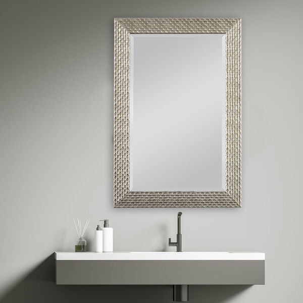 Wellington Satin Pewter Rectangular Wall Mirror, image 1