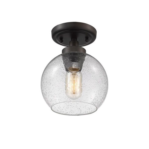 Galveston Rubbed Bronze One-Light Flush Mount with Seeded Glass, image 2