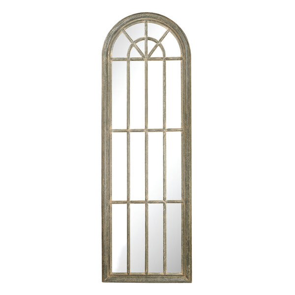 Grey Whie Wash Full Length Arched Window Pane Mirror, image 2