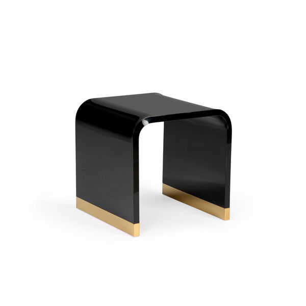Black and Polished Brass Acrylic Side Table, image 1