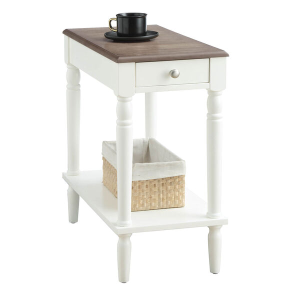 French Country No Tools Chairside Table in Driftwood and White, image 2