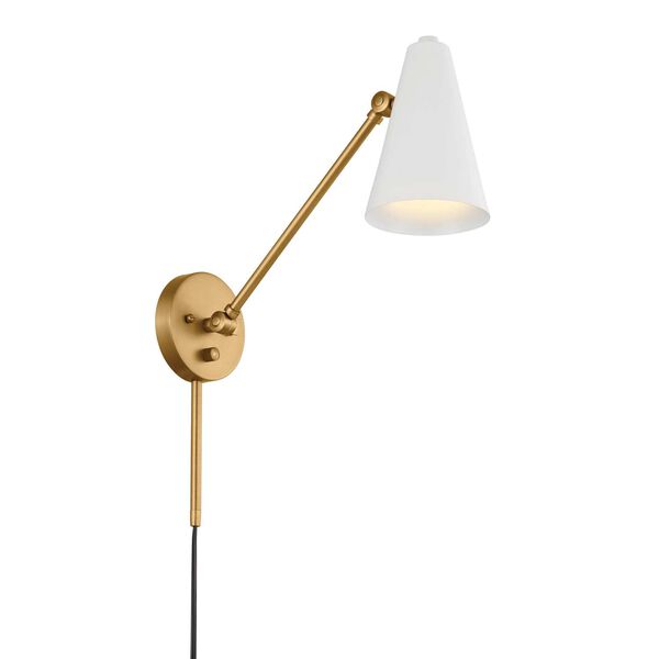 Sylvia Brass White 20-Inch One-Light Wall Sconce with Brass White Shade, image 1