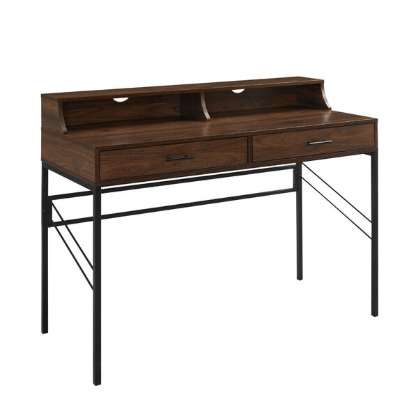 Vetti Dark Walnut Two Drawer Desk with Hutch, image 4