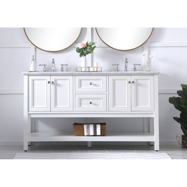 Metropolis White 60-Inch Vanity Sink Set, image 2