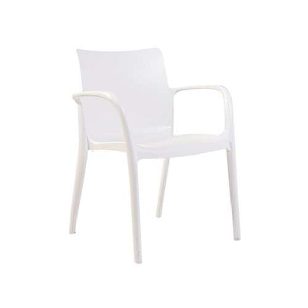 Pedro White Outdoor Stackable Armchair, Set of Four, image 2