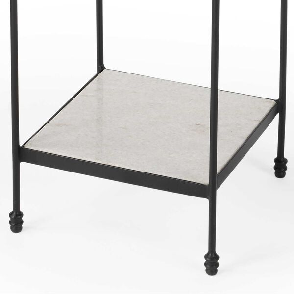 Larkin Outdoor Marble and Iron Side Table, image 4