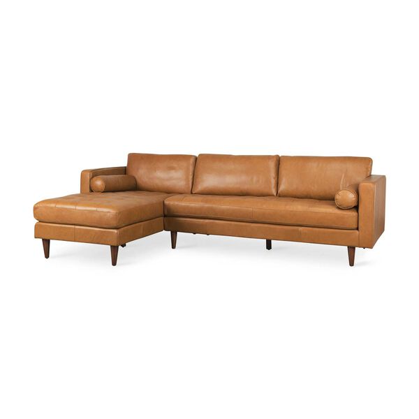 Svend Tan Leather Left Chaise Sectional Sofa, image 1