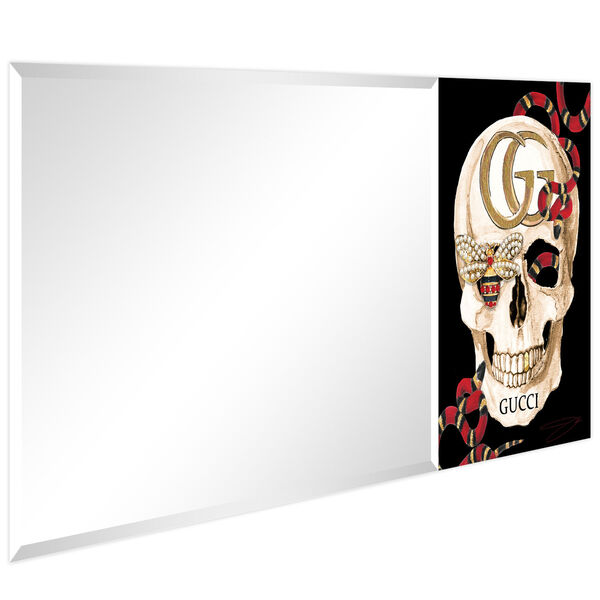 GG Skull Black 24 x 48-Inch Rectangle Beveled Wall Mirror, image 2