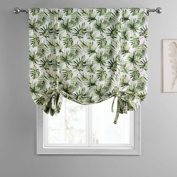 Artemis Olive Green Printed Cotton Tie-Up Window Shade Single Panel, image 3