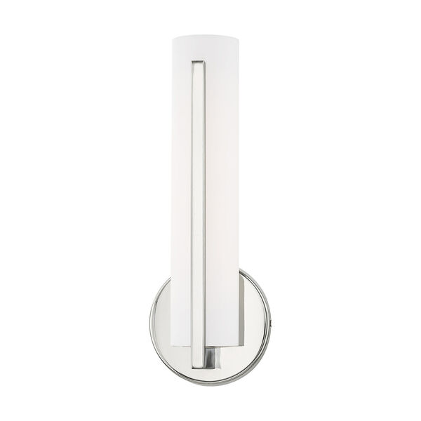 Visby Polished Chrome 4-Inch ADA Wall Sconce with Satin White Acrylic Shade, image 3