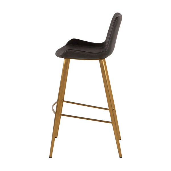 Hines Charcoal Brown and Stainless Gold 30-Inch Bar Stool, image 4