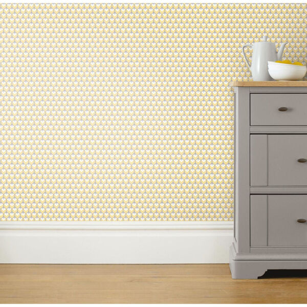 Yellow 3D Petite Hexagons Peel and Stick Wallpaper, image 1