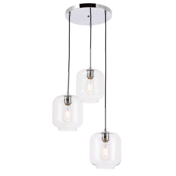 Collier Chrome 18-Inch Three-Light Pendant with Clear Glass, image 4