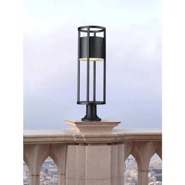 Luca Black LED Outdoor Pier Mounted Fixture with Etched Glass Shade, image 6