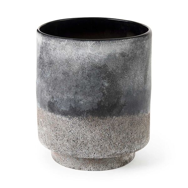 Squally Black and Brown Ceramic Ombre Textured Vase, image 1