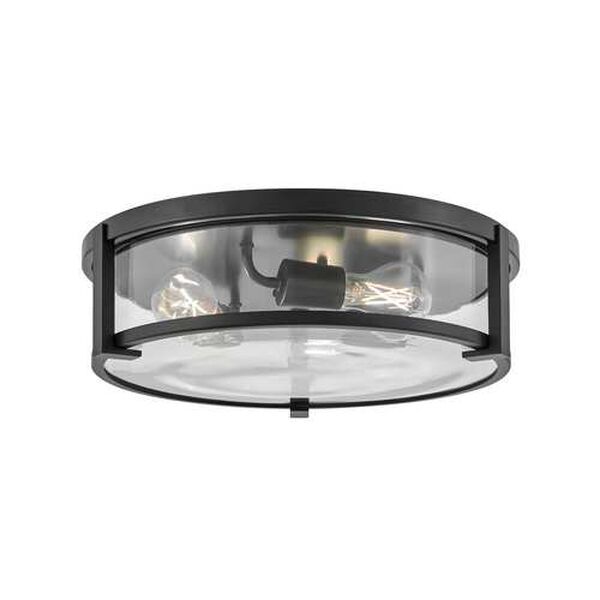 Lowell Black with Clear Glass Three-Light LED Flush Mount, image 1